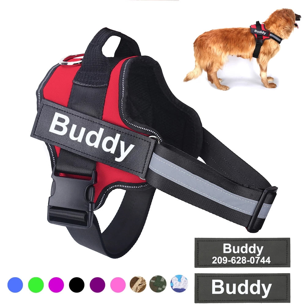 Personalized No Pull Reflective Breathable Adjustable Pet Harness Vest